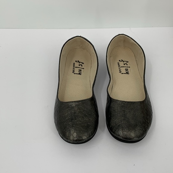 FS/NY Sloop ballet flats croc embossed leather taupe shoe Italy slip-on new 8 - Picture 4 of 6